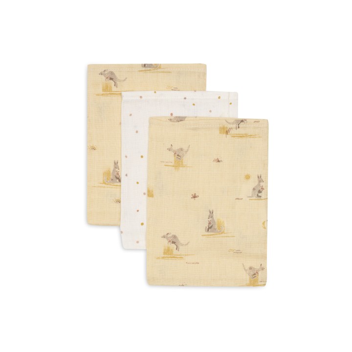 Gant de Toilette Gaze de Coton - Kangaroots - 3 Unités