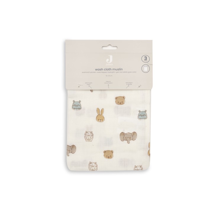 Gant de Toilette Gaze de Coton - Jollies - 3 Unités