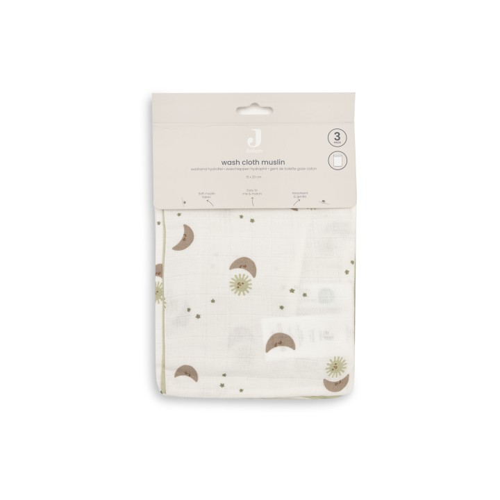 Gant de Toilette Gaze de Coton - Over the Moon - 3 Unités