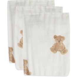 Gant de toilette Gaze de Coton - Teddy Bear - 3 Unités