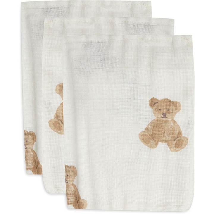 Gant de toilette Gaze de Coton - Teddy Bear - 3 Unités